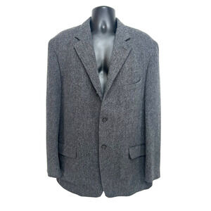Vintage Polo Ralph Lauren Coat Jacket Wool Herringbone Lightweight Tweed XL